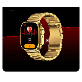 M9 Ultra Max Gold Edition Luxury Stainless Steel Sports Heart Rate Health Monitoring Watch Smart Watch