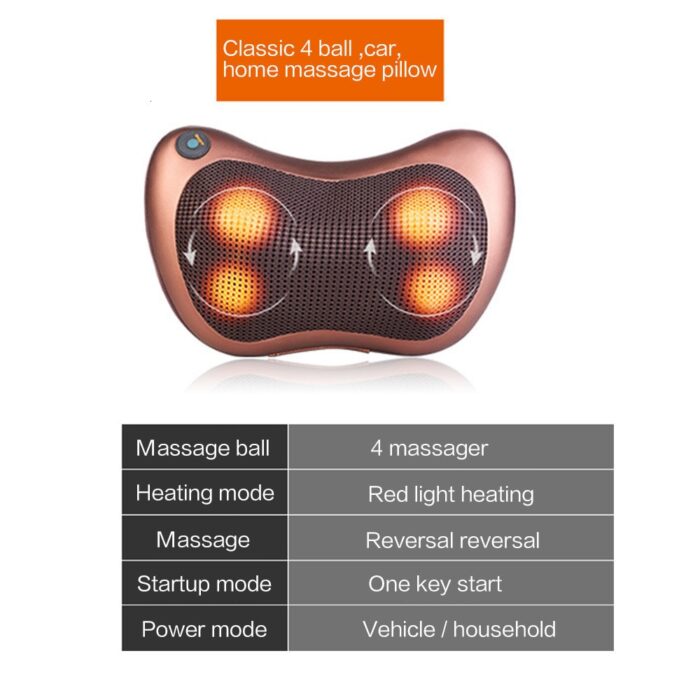 Multi-Function Electric Cervical Body Massage Pillow with Deep-Kneading Heated Massage Nodes